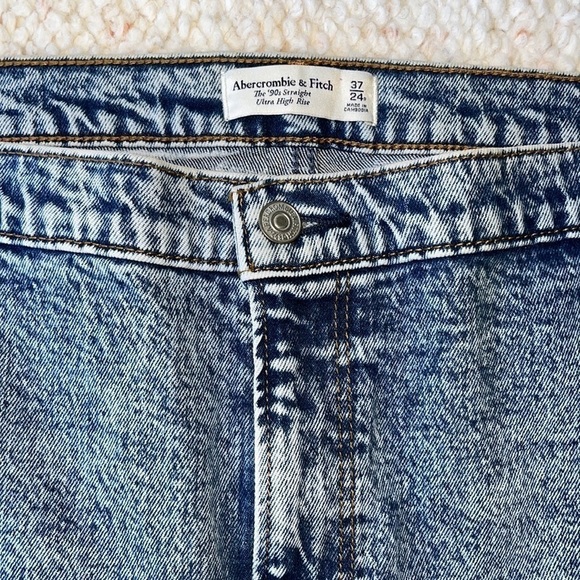Abercrombie & Fitch 90’s Straight Ultra High Rise Acid Wash Jeans 37 / 24 - Picture 10 of 11